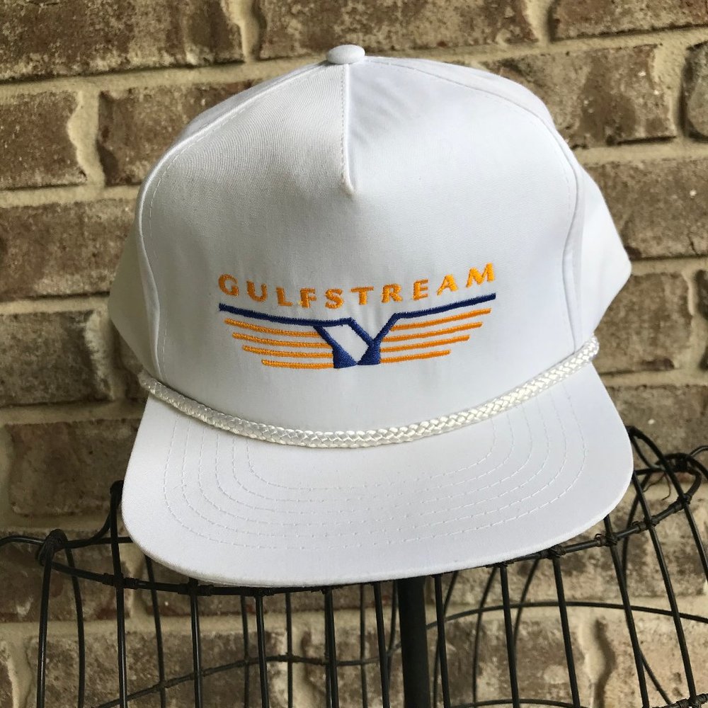 Gulfstream Snapback Cap White Embroidered Vintage
